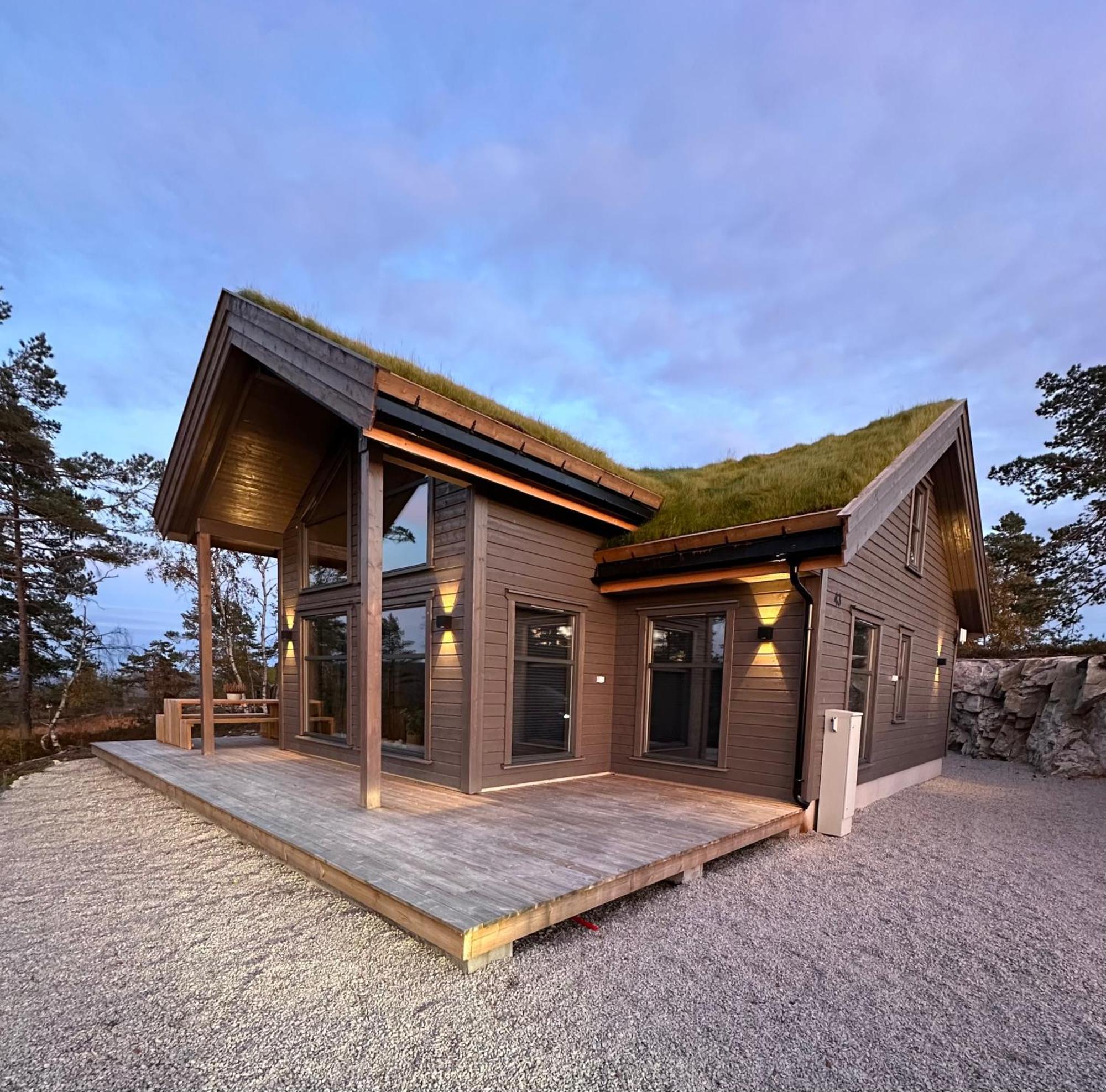 Modern Northern Lights Cabin Drangedal Dış mekan fotoğraf